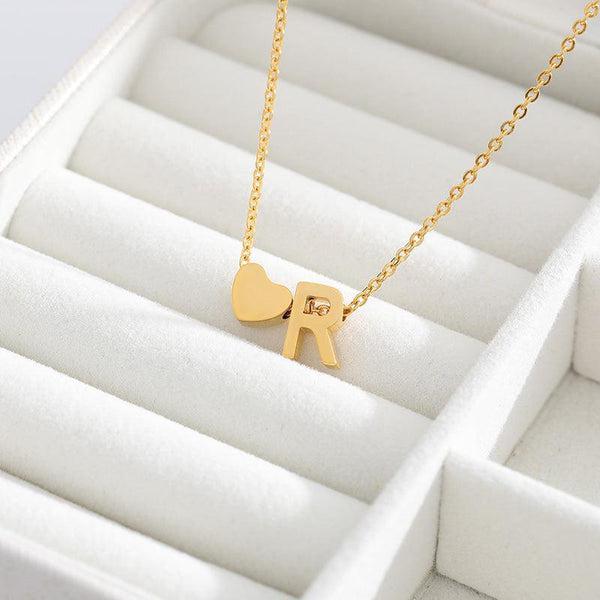 Dainty Initial Heart Necklace-Necklaces-NEVANNA