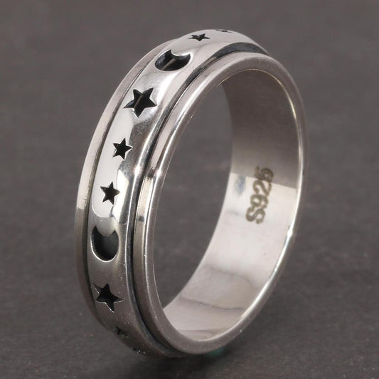 Silver Heart Spinner Ring-Rings-NEVANNA